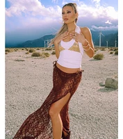 Sheer Romantic High-Rise Slit Lace Maxi Skirt