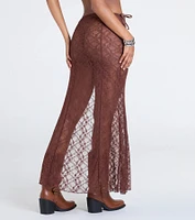 Sheer Romantic High-Rise Slit Lace Maxi Skirt