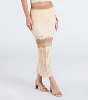Trendy Match Chevron Knit Midi Skirt