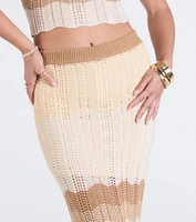 Trendy Match Chevron Knit Midi Skirt
