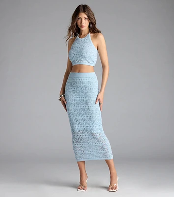 Blissful View Crochet Knit Midi Skirt