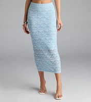 Blissful View Crochet Knit Midi Skirt
