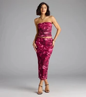Sultry Bloom Floral Mesh Maxi Skirt