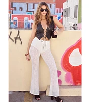Bohemian Chic Sheer Lace Flare Pants