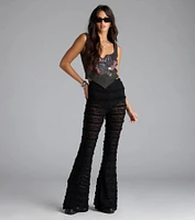 Make A Statement Sheer Lace Flare Pants