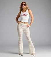 Make A Statement Sheer Lace Flare Pants