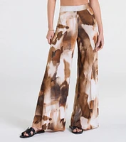 Off To Paradise Wide-Leg Abstract Pants