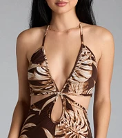 Tropic Time Halter Cutout Wide-Leg Jumpsuit