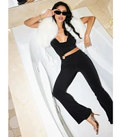 Sultry Heat Cowl Halter Cutout Jumpsuit
