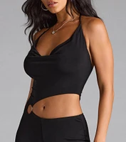 Sultry Heat Cowl Halter Cutout Jumpsuit