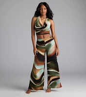 Sultry Effect Abstract Wide-Leg Pants