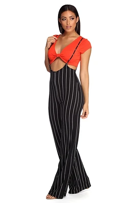 Poised Pinstripes Suspender Pants