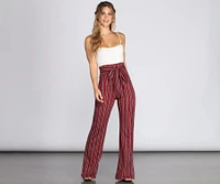 High Waist Striped Trousers