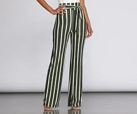 Chic Striped Tie Waist Pants
