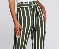 Chic Striped Tie Waist Pants