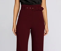 High Waist Belted Straight Leg Pants