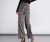Paper Bag High Waist Plaid Trousers