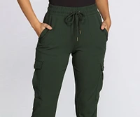 High Waist Knit Cargo Joggers