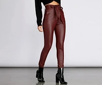 Faux Leather Paper Bag Pants