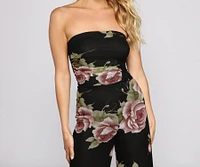 Budding Romance Strapless Floral Jumpsuit