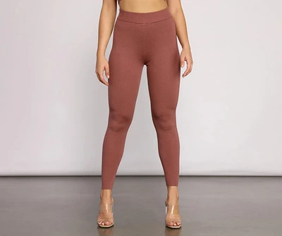 Keeping Knit Casual High Waist Leggings