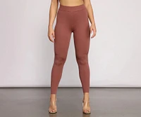 Keeping Knit Casual High Waist Leggings