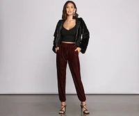 Luxe Velvet High Rise Joggers