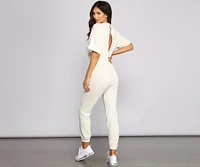 Comfy Vibes Ribbed Knit Jogger Jumpsuit
