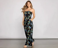 Island Vibes Floral Strapless Jumpsuit