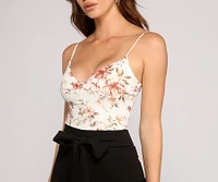 Pop Of Floral Tie-Front Catsuit