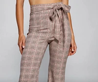 So Chic High Waist Plaid Flared Pants
