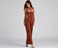 Trendy Vibes Velvet Jumpsuit