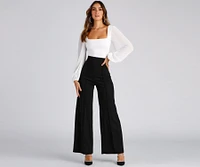 Pretty Preppy Twill Wide Leg Pants
