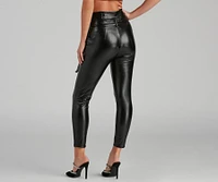 High Waist Faux Leather Paperbag Pants