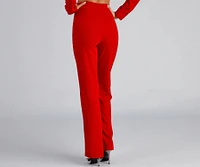 High Waist Flared Crepe Pants