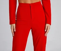 High Waist Flared Crepe Pants