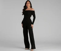 First Class Crepe Off-The-Shoulder Jumpsuit