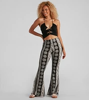 Elephant Print Bohemian Flare Pants