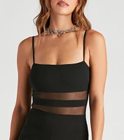 All An Illusion Mesh Stripe Jumpsuit