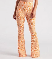 Total Jetsetter Swirl Print Flare Pants