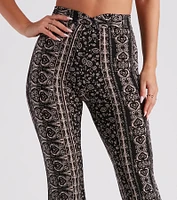 Boho Wanderer Cross High Waist Flare Pants