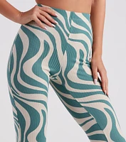 Flirty Retro Babe Swirl Print Flare Pants