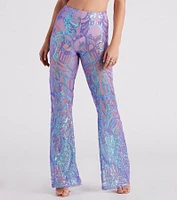Glitzy Night Out Sequin Flare Pants