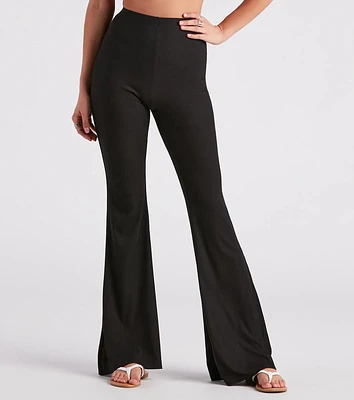 On A Flare High-Rise Knit Pants