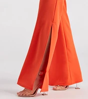Slit Decision Crepe High-Rise Pants