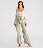Workwear Chic Paperbag Wide-Leg Pants