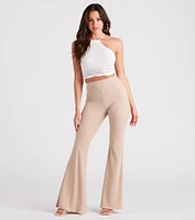 On A Flare High-Rise Knit Pants
