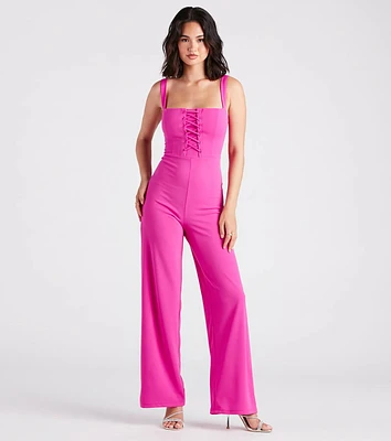 Laced Up Chic Style Sleeveless Jumpsuit
