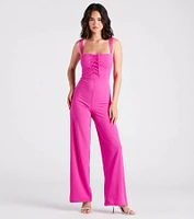 Laced Up Chic Style Sleeveless Jumpsuit