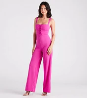 Laced Up Chic Style Sleeveless Jumpsuit
